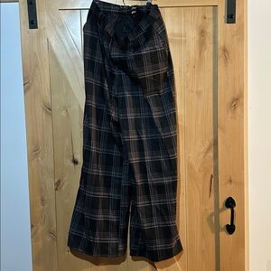 Chic Black and Gray Plaid Wide-Leg Pants
